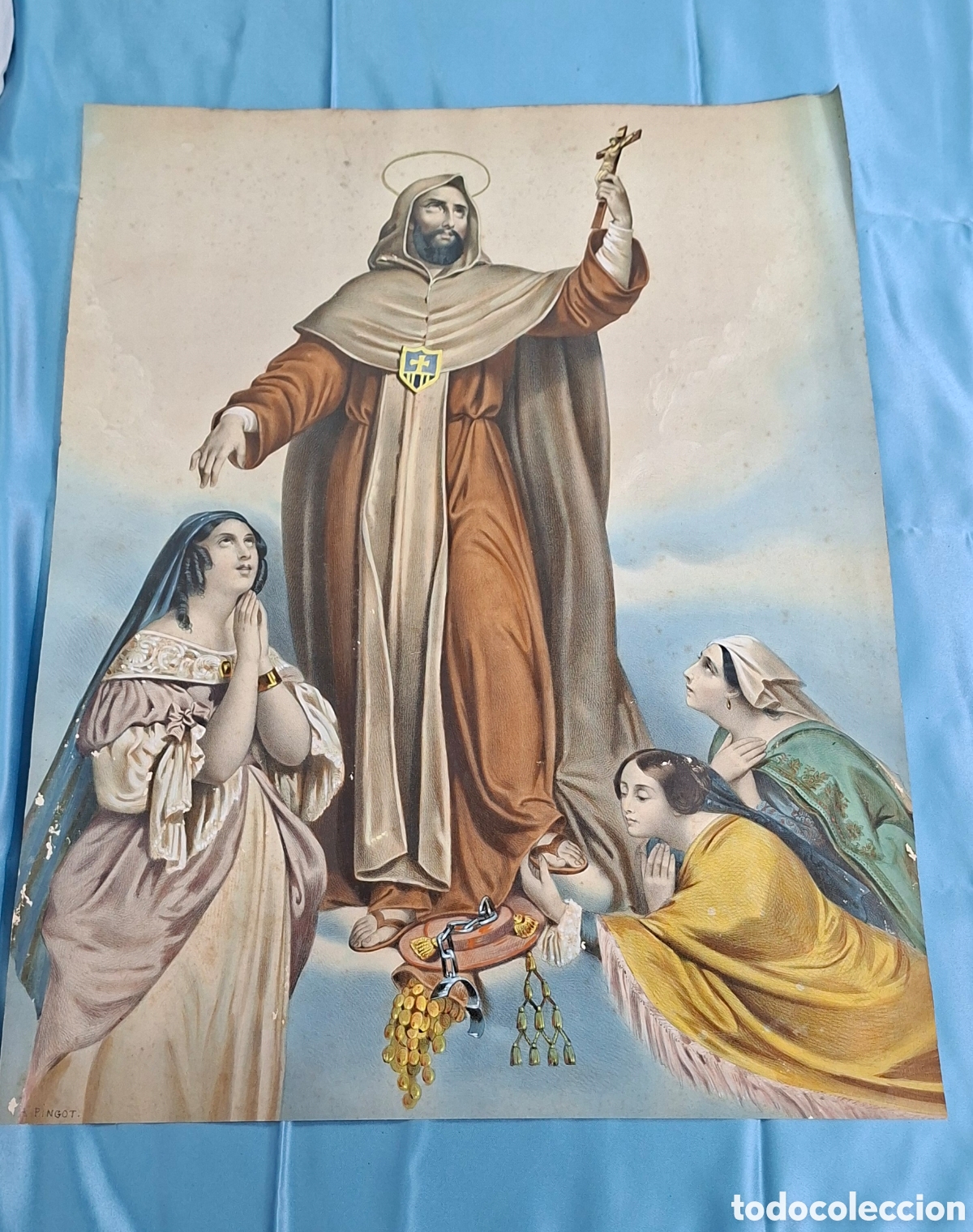 Arte: Litograf&iacute;a coloreada de San Francisco de As&iacute;s - Foto 6
