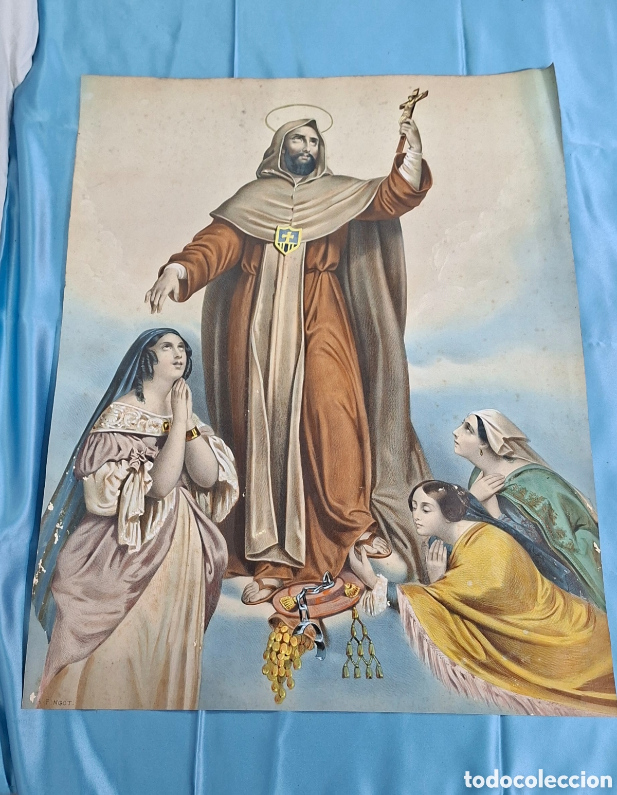 Arte: Litograf&iacute;a coloreada de San Francisco de As&iacute;s - Foto 9