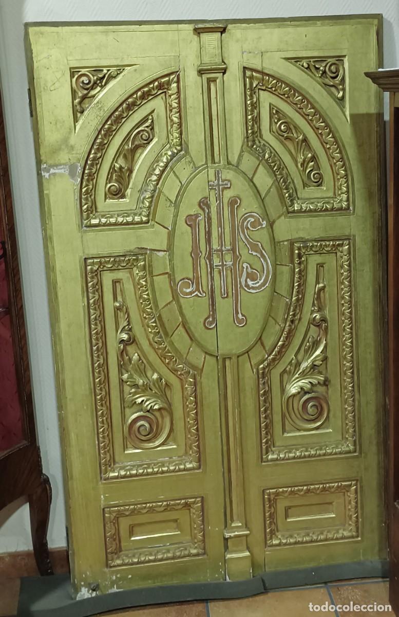 Arte: VENTANAL DE PUERTAS DE ARCHIVO FINALES S.XVIII PAN DE ORO JHS - Foto 2