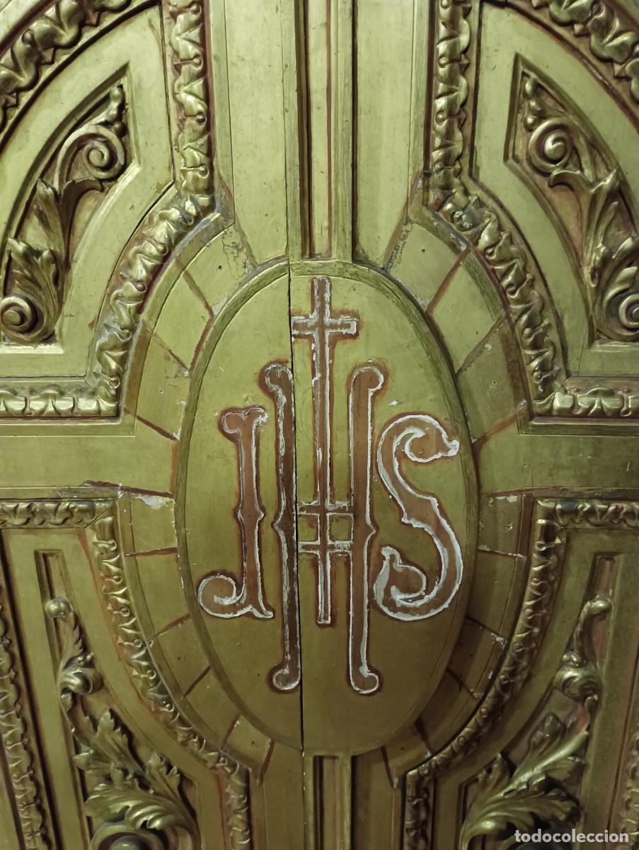 Arte: VENTANAL DE PUERTAS DE ARCHIVO FINALES S.XVIII PAN DE ORO JHS - Foto 3