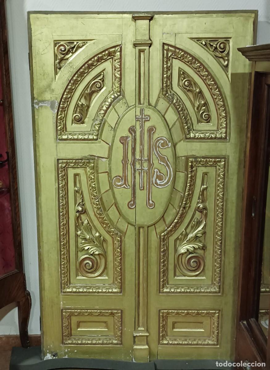 Arte: VENTANAL DE PUERTAS DE ARCHIVO FINALES S.XVIII PAN DE ORO JHS - Foto 1