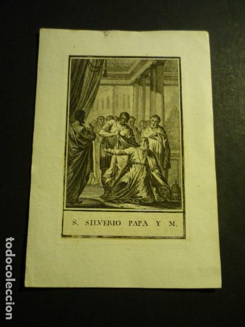 Art: SAN SILVERIO PAPA ANTIGUA ESTAMPA GRABADO SIGLO XIX