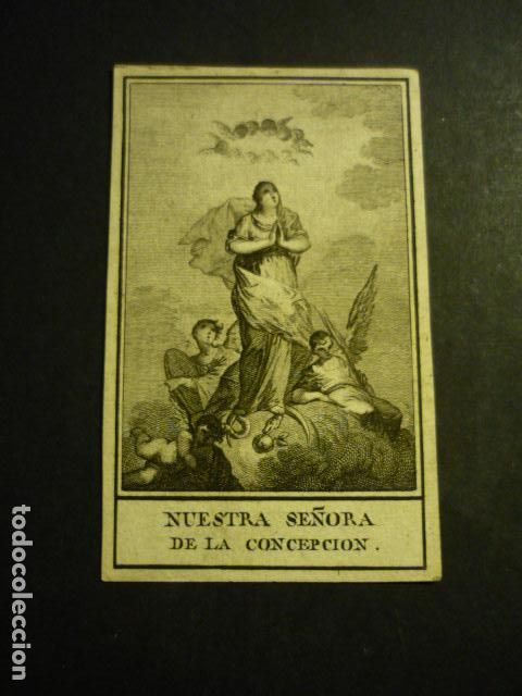 Kunst: NUESTRA SE&Ntilde;ORA DE LA CONCEPCI&Oacute;N ANTIGUA ESTAMPA GRABADO SIGLO XIX