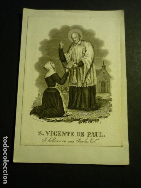Arte: SAN VICENTE DE PAUL ANTIGUA ESTAMPA GRABADO SIGLO XIX