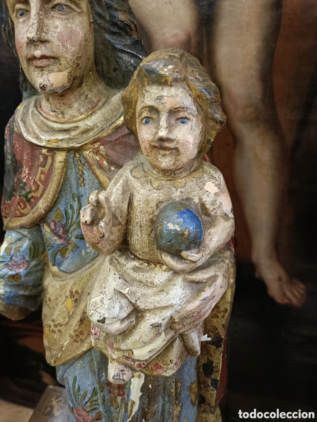 Arte: Virgen con ni&ntilde;o talla de madera - Foto 2