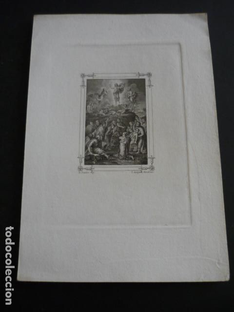 Arte: LA TRANSFIGURACION DE RAFAEL ANTIGUO GRABADO SIGLO XIX 19 X 13,5 CM