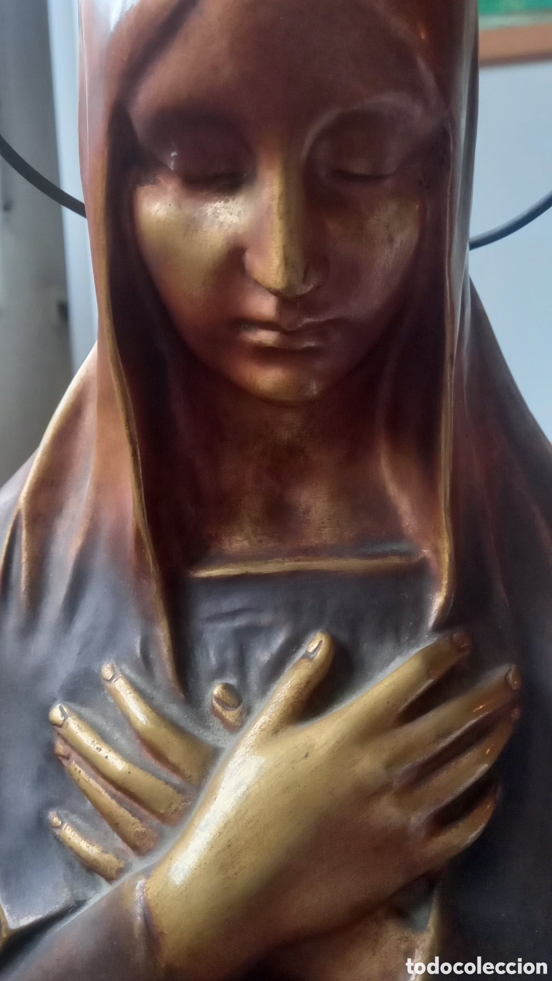 Arte: Antigua busto Virgen Dolorosa. Casa Faians..Barcelona . A&ntilde;os 1930s