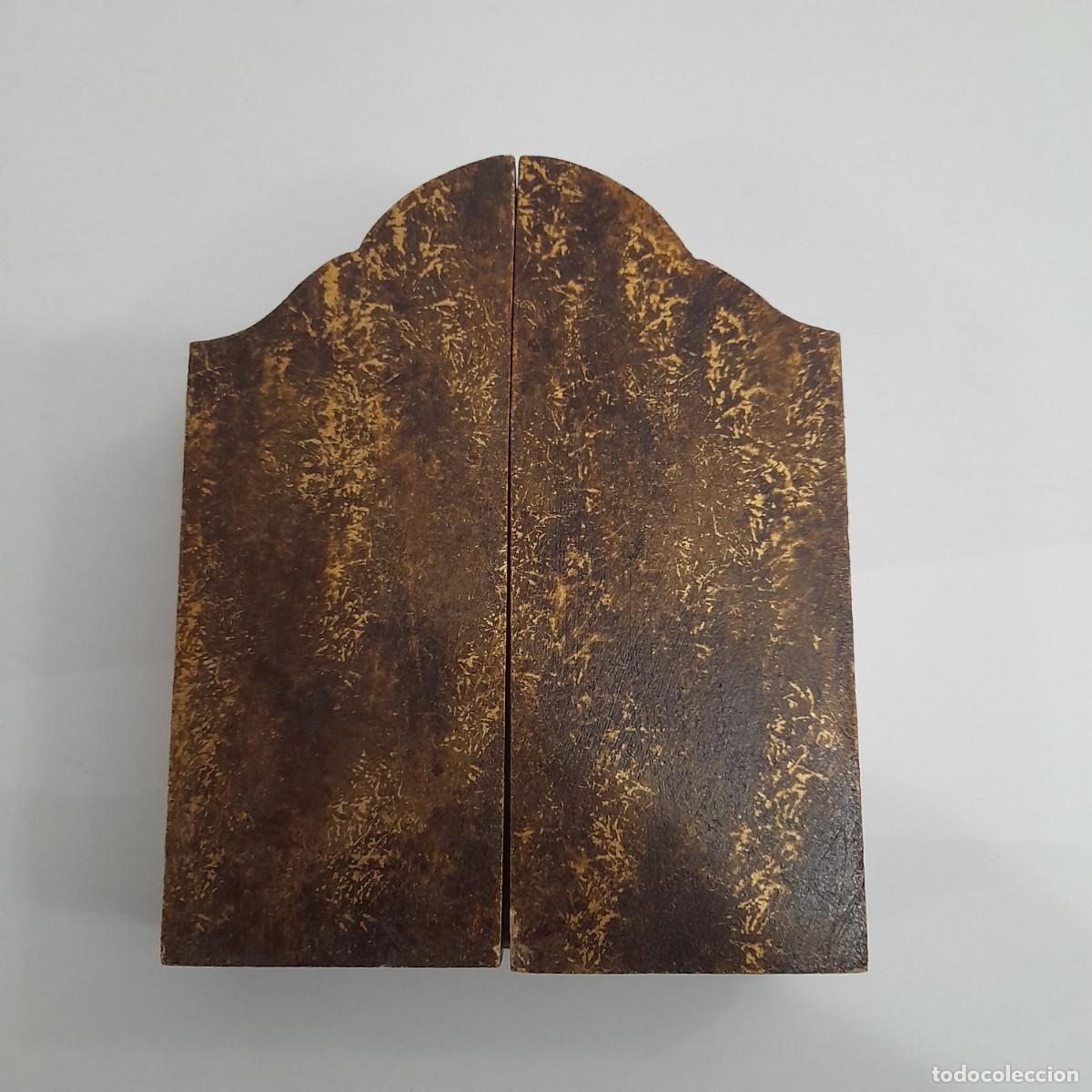 Arte: TRIPTICO ICONO DE MADERA CON LA VIRGEN DEL LIBRO DE BOTTICELLI EN EL CENTRO - Foto 2