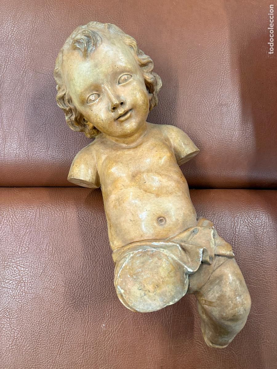 Arte: NI&Ntilde;O JESUS en estuco a restaurar. De Olot. Gran tama&ntilde;o. Terminado mediria 50cms