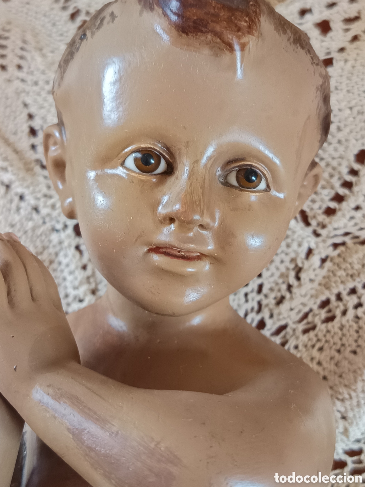 Art: Antiguo ni&ntilde;o Jes&uacute;s mulato moreno para Belen Arte Modelo de Olot a&ntilde;os 50s