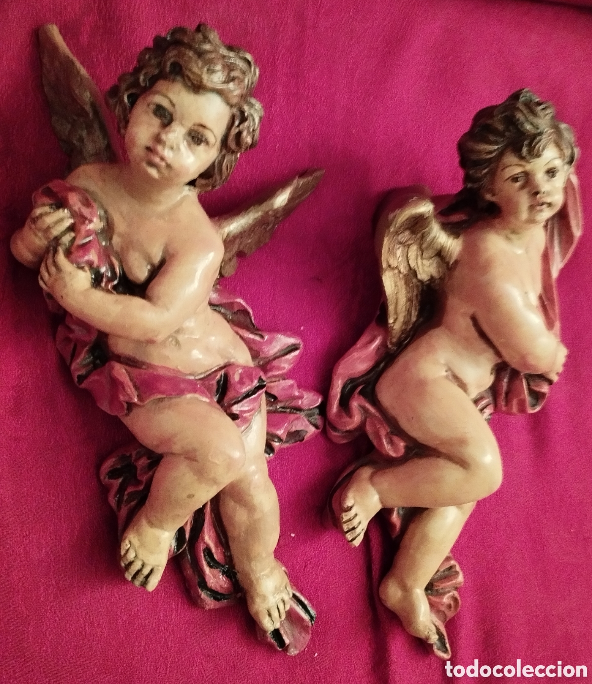 Arte: Antiguos Querubines Yeso Policromado