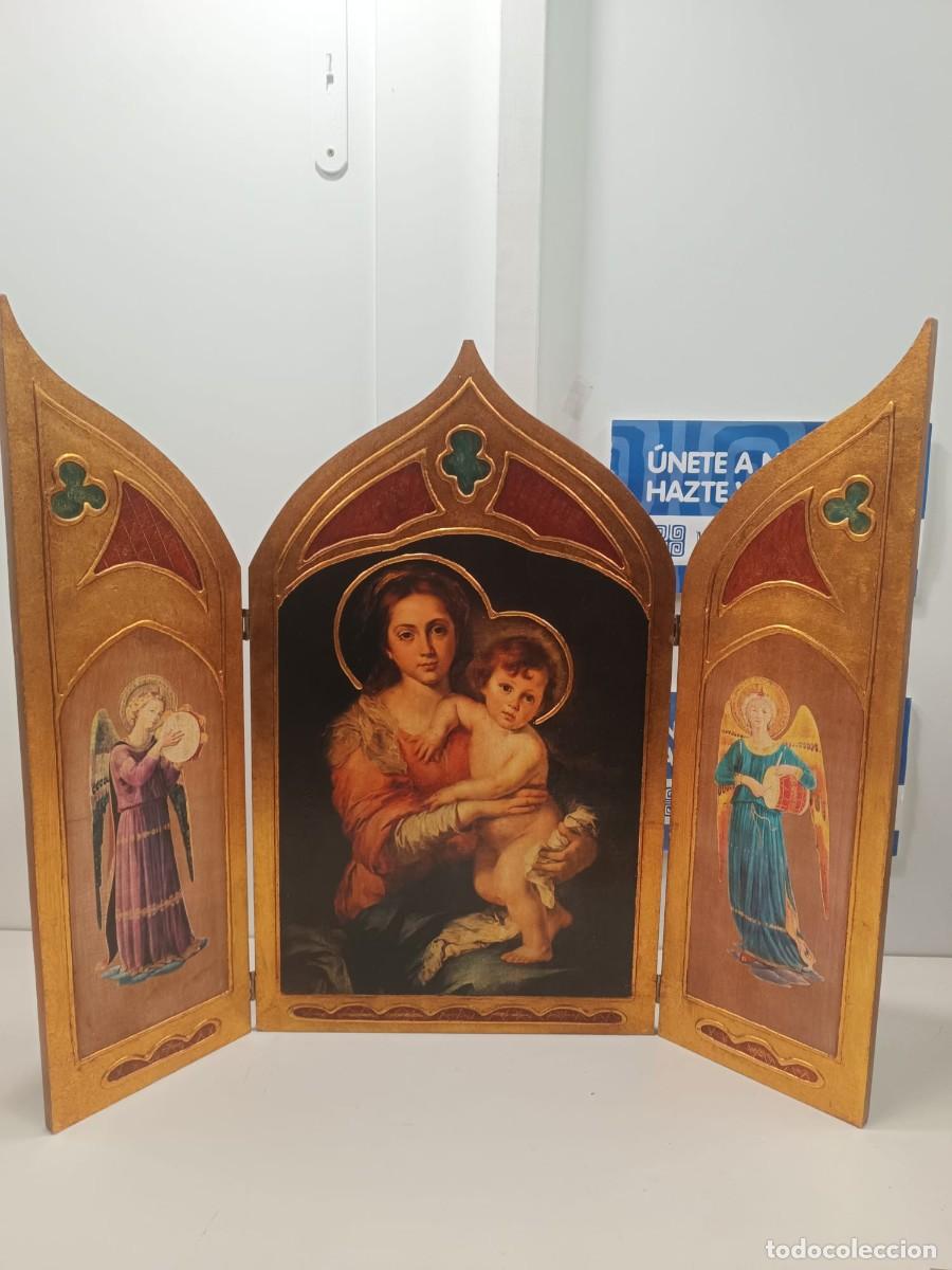 Arte: Tr&iacute;ptico de la Virgen Madre. colecci&oacute;n relioso. - Foto 1