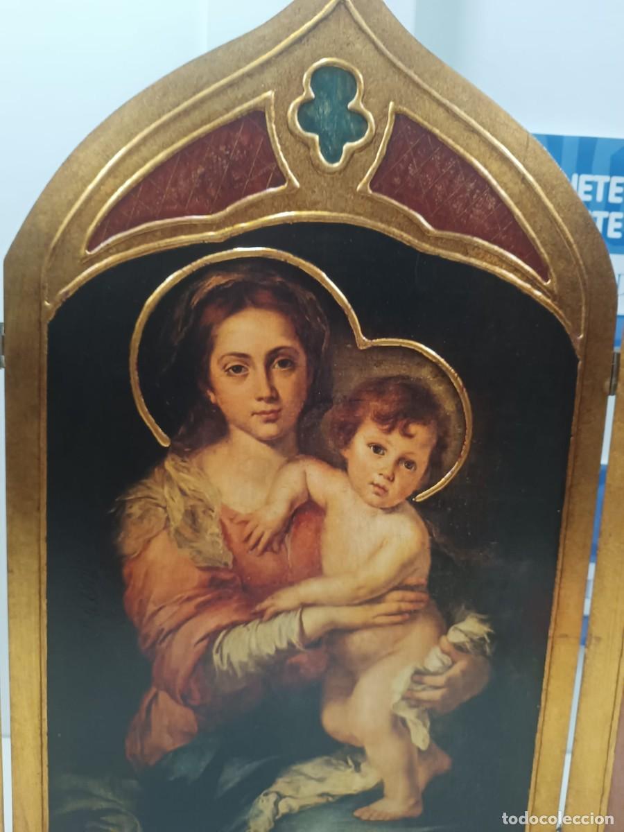 Arte: Tr&iacute;ptico de la Virgen Madre. colecci&oacute;n relioso. - Foto 2