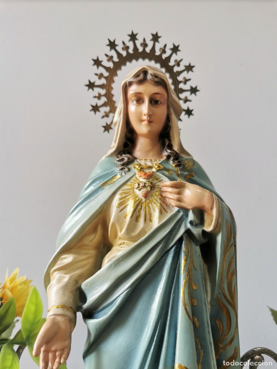 Arte: Virgen Sagrado Coraz&oacute;n de Mar&iacute;a Olot 35cm - Foto 5
