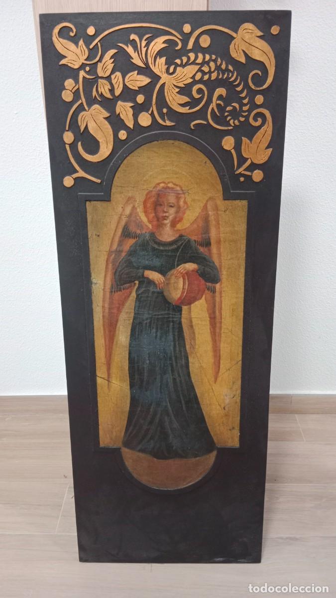 Arte: &Aacute;ngel pintado sobre madera oleo - Foto 1