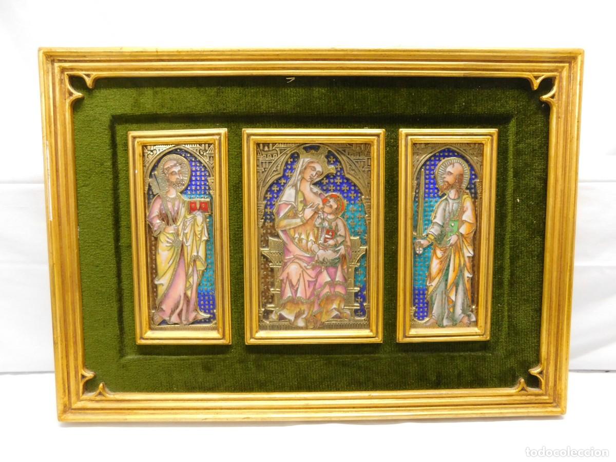 Arte: TR&Iacute;PTICO VIRGEN DE LA LECHE - ESMALTE MODEST MORAT&Oacute; - Foto 2