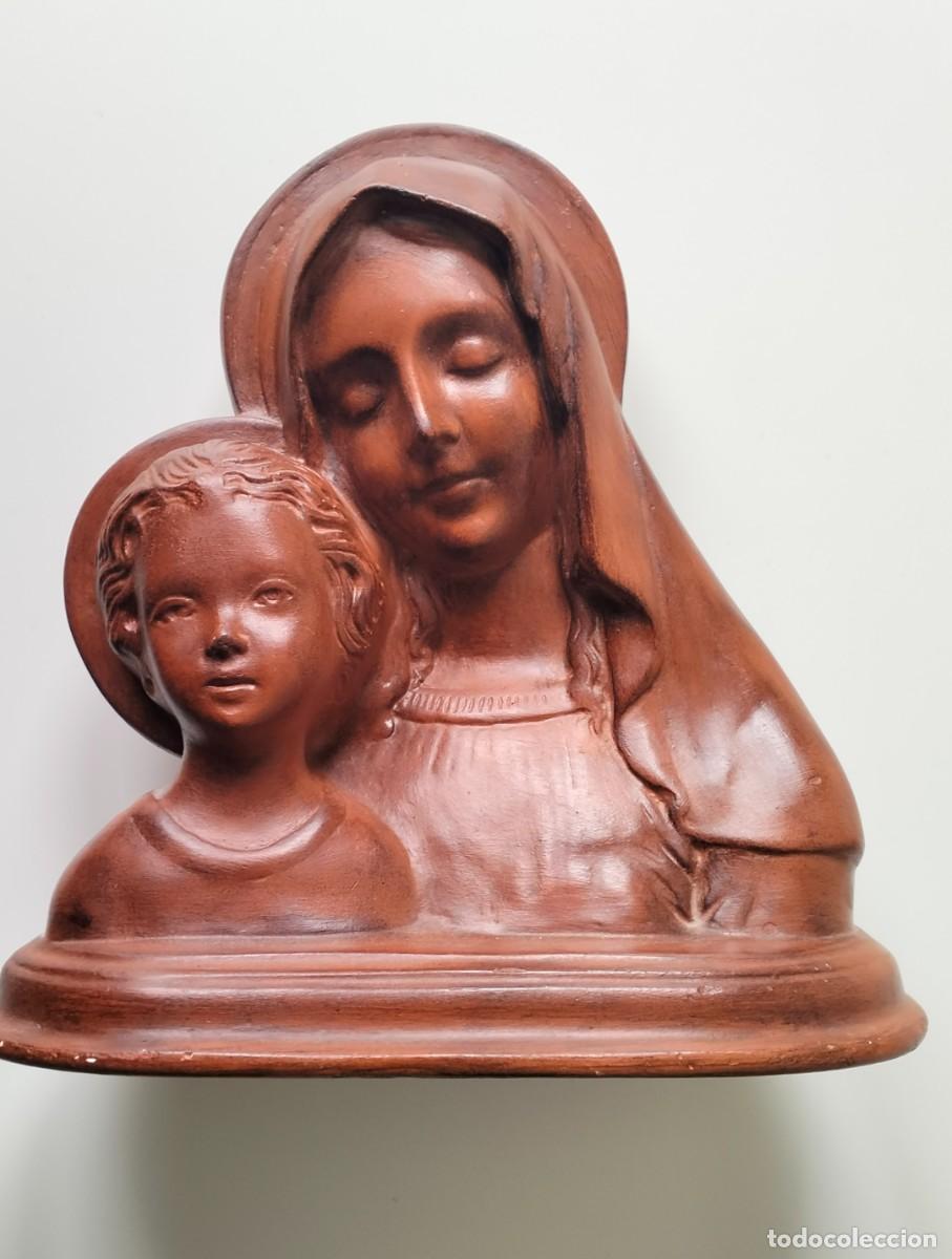 Art: Terracota, virgen/madona con ni&ntilde;o. A&ntilde;os 50. Perfecto