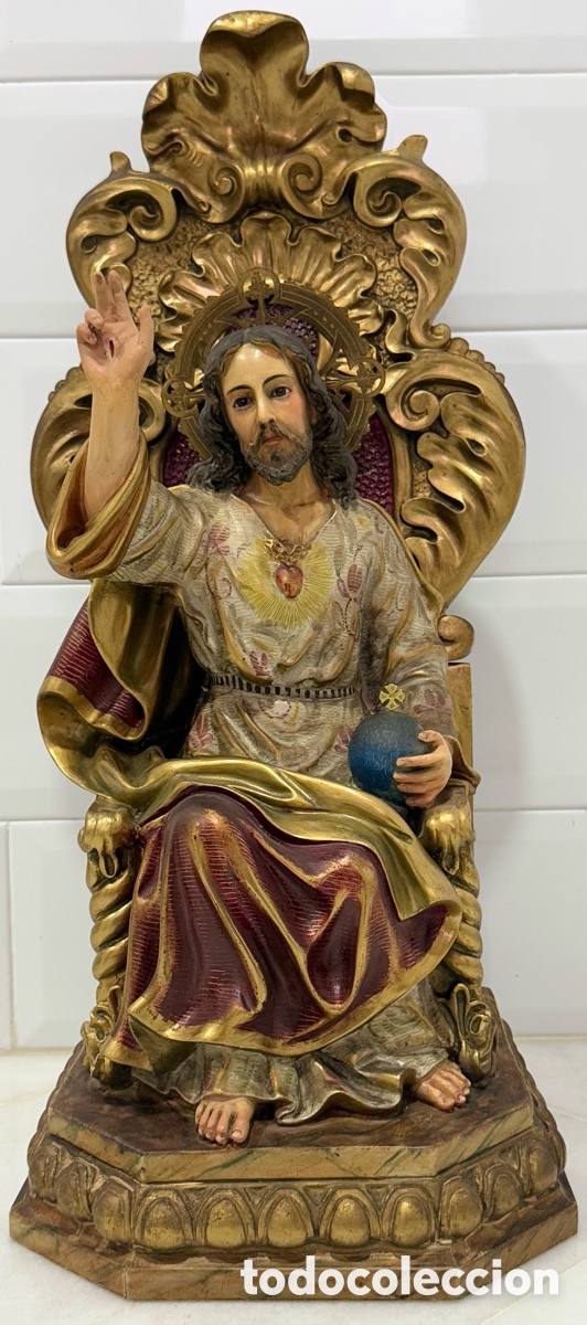 Arte: ANTIGUO SAGRADO CORAZ&Oacute;N OLOT CALIDAD EXTRA