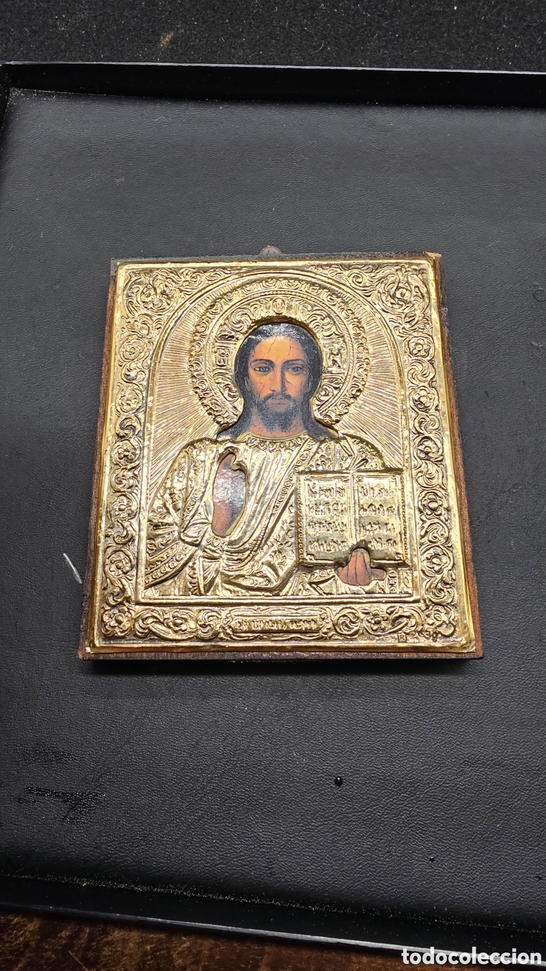 Arte: Icono de Jesucristo de plata de ley con ba&ntilde;o de oro