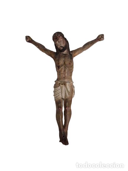 Arte: Antiguo Cristo, Crucifijo - Talla de Madera Policromada - S. XVIII