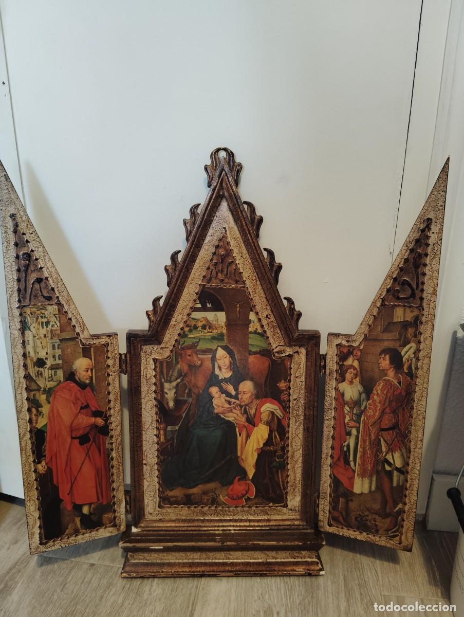 Arte: Tr&iacute;ptico religioso de madera - Foto 2