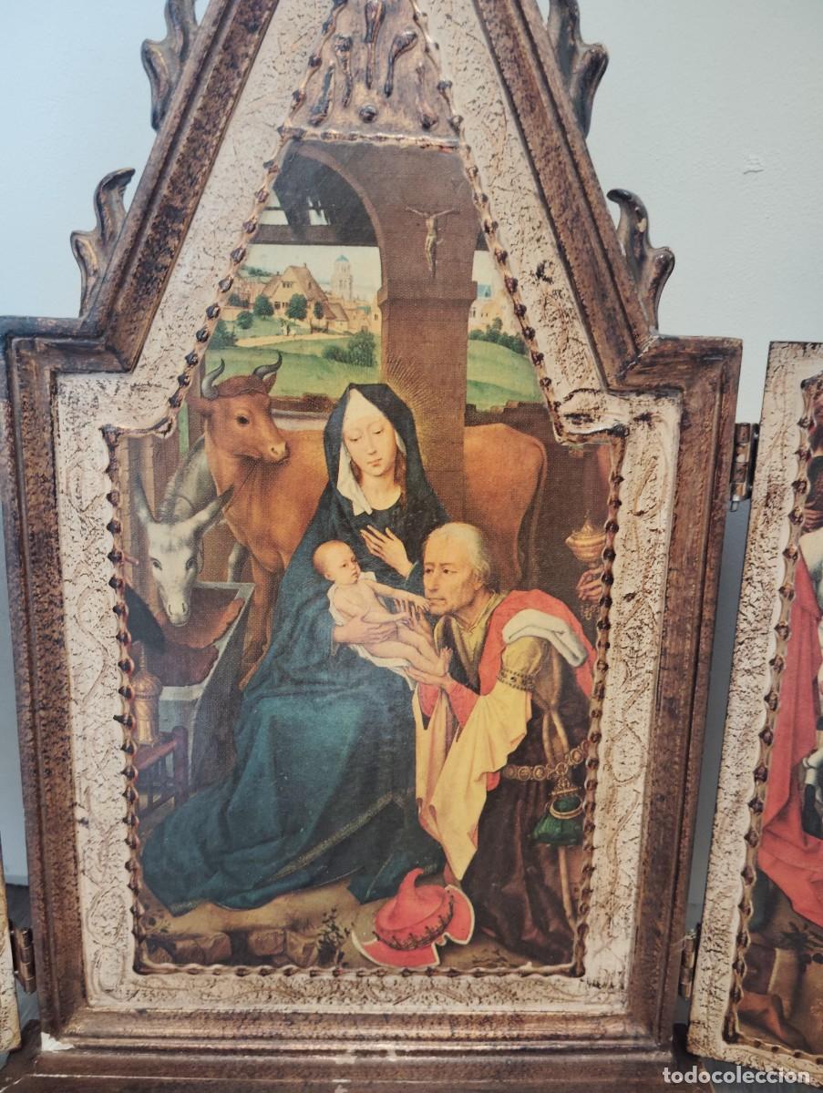 Arte: Tr&iacute;ptico religioso de madera - Foto 3