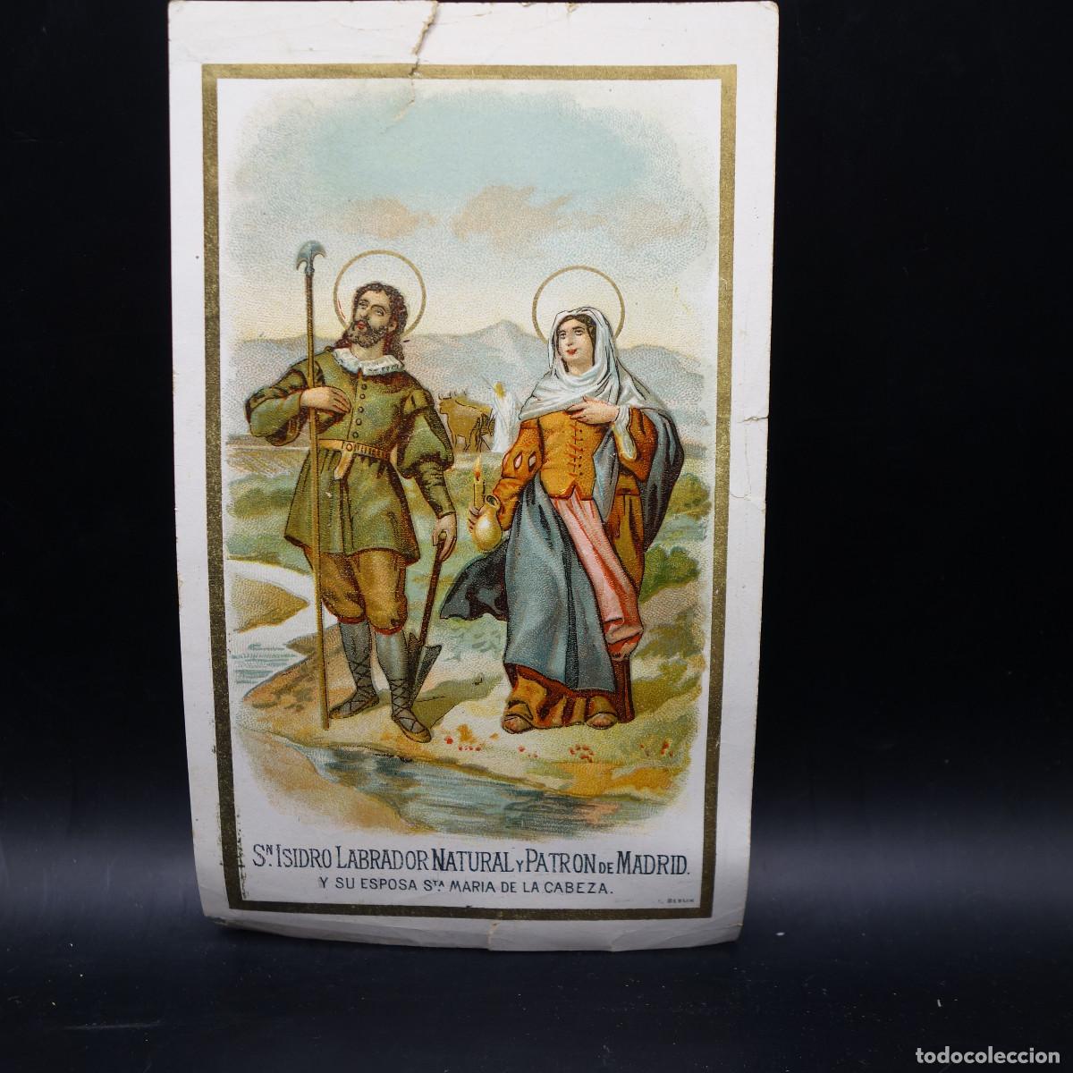 Art: CROMOLITOGRAFIA DE SAN ISIDRO LABRADOR NATURAL Y SU ESPOSA SANTA MARIA DE LA CABEZA