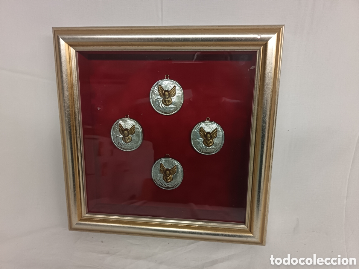 Arte: MEDALLONES, COLGANTES O GIRBALDAS DE BARRO MURCIANO, ENTIERRO SARDINA, 4 ENMARCADOS
