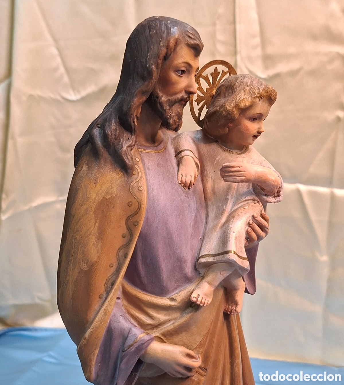 Arte: Escultura San Jos&eacute; con el Ni&ntilde;o Jes&uacute;s en yeso