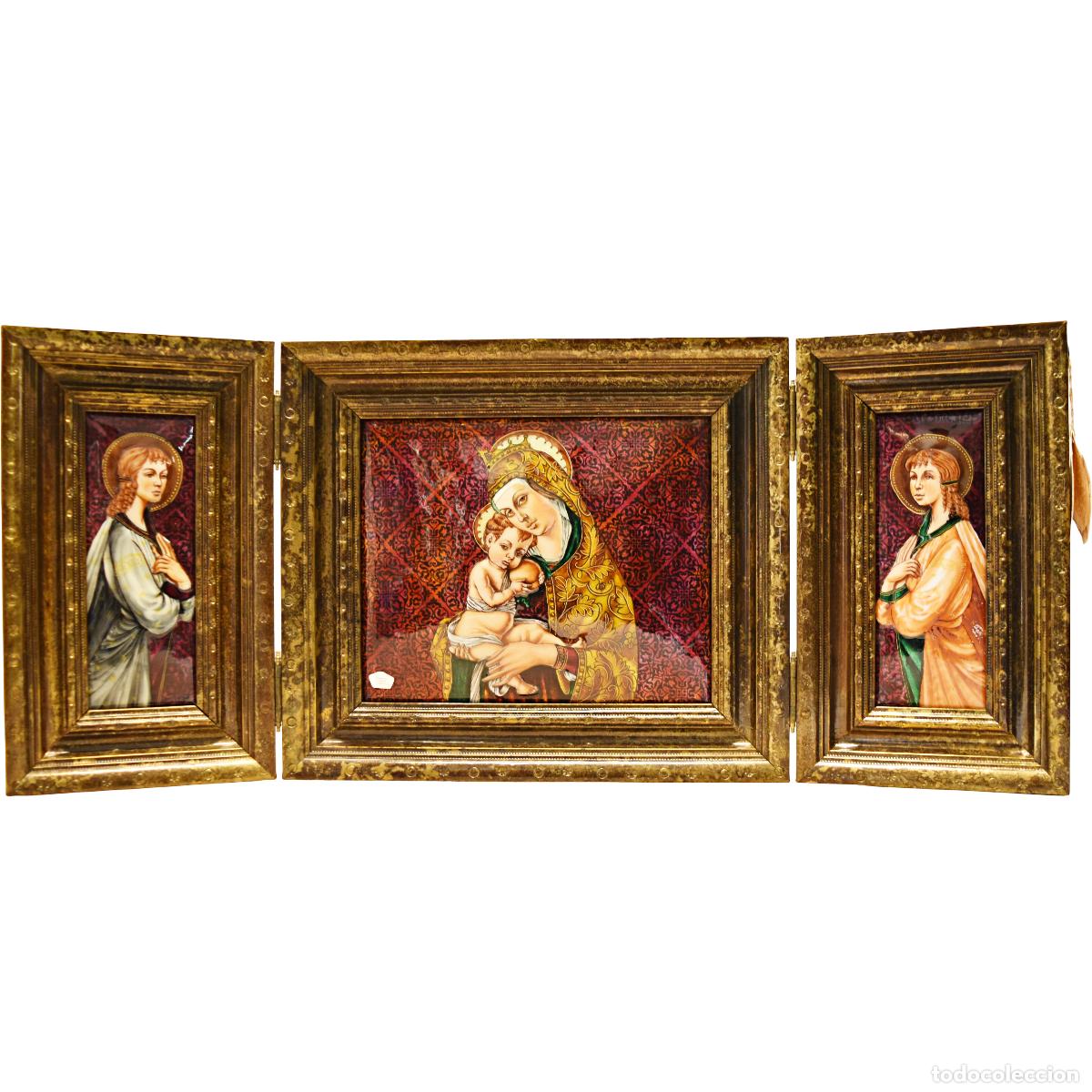 Arte: Tr&iacute;ptico en esmalte sobre plata fina firmado &ldquo;G.Reiz&rdquo; - 67,5 cm