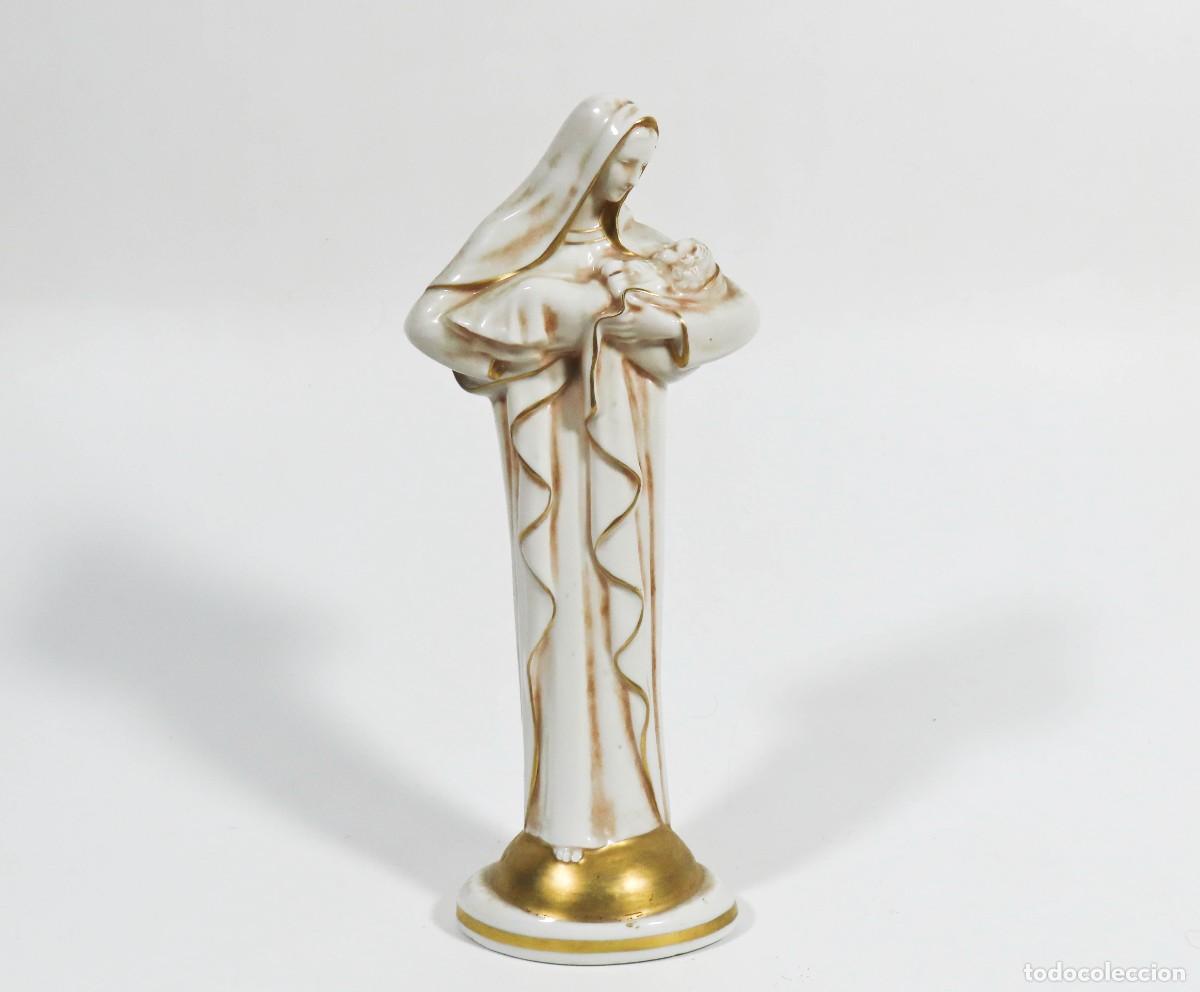 Arte: VIRGEN CON NI&Ntilde;O PORCELANA ART DECO 26 cm ref. HEUVELMANS