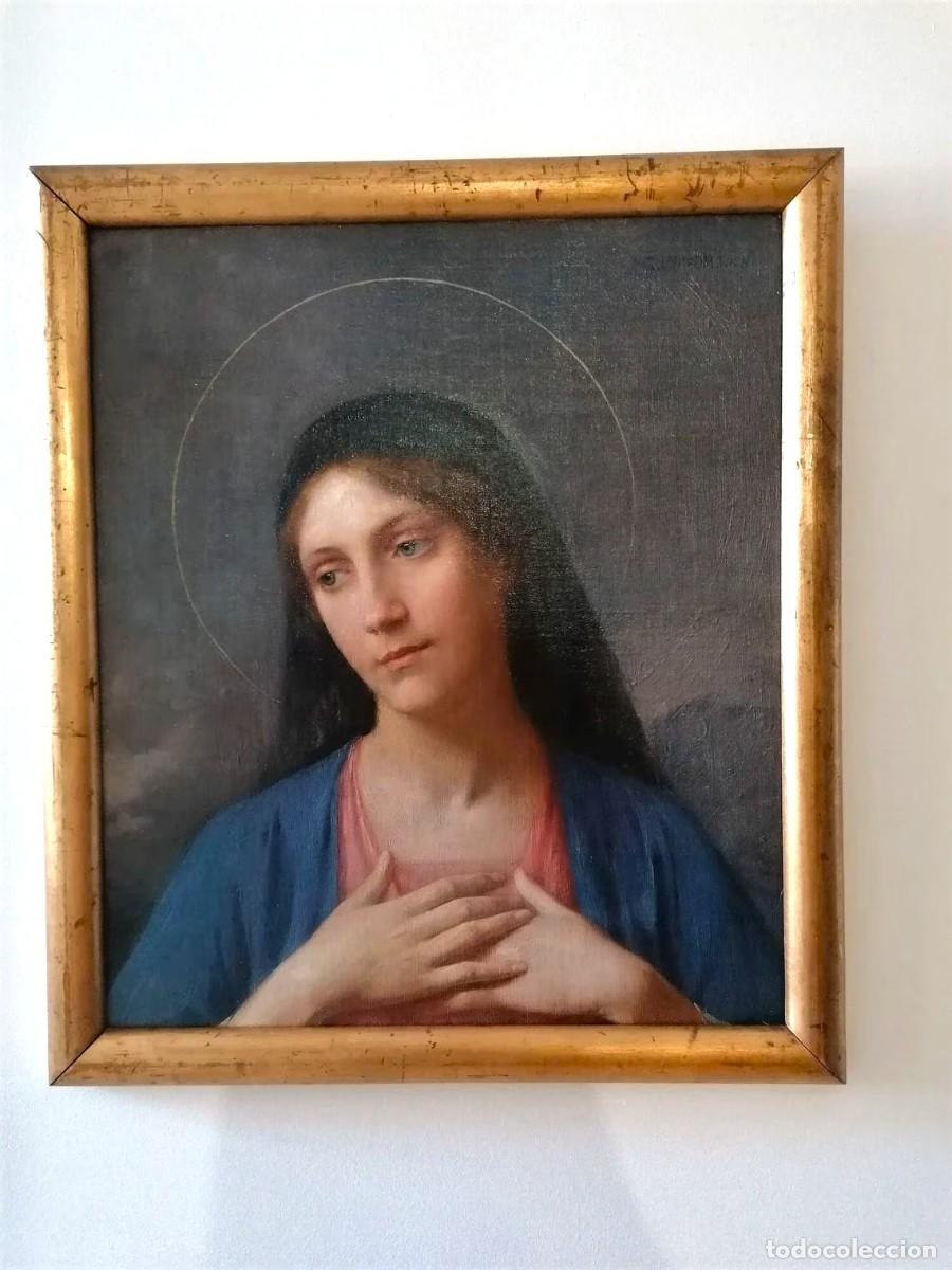 Arte: Gustav Lahoda Austria ( 1865-) pintura al &oacute;leo Madonna a&ntilde;o ca 1890
