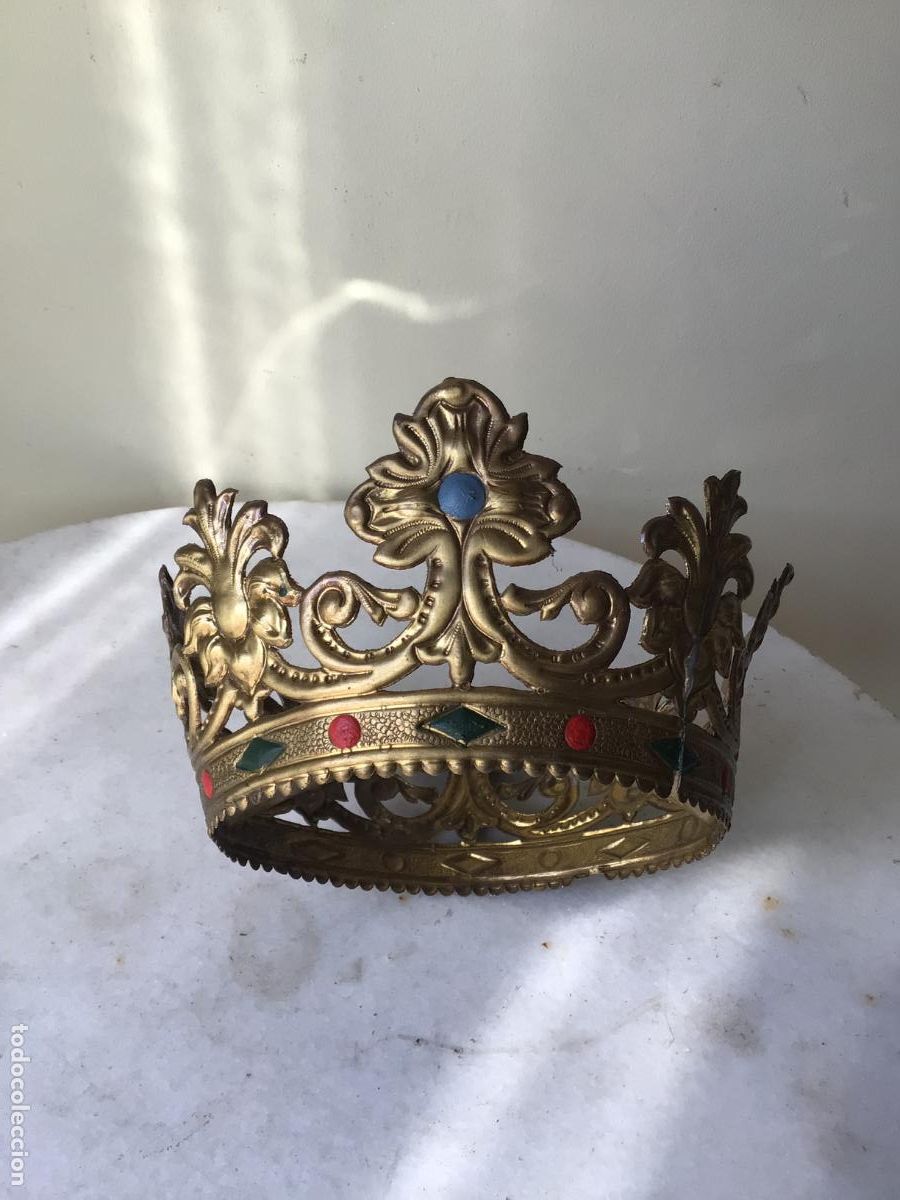 Arte: GRANDE E IMPRESIONANTE CORONA PARA VIRGEN O SANTO , 20 CM DIAMETRO