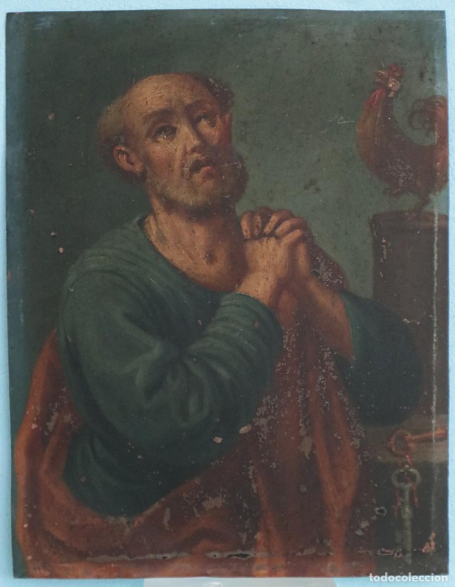 Arte: Las l&aacute;grimas de San Pedro. &Oacute;leo sobre cobre. Escuela espa&ntilde;ola, siglo XVII. Mide 24 x 18,5 cm.