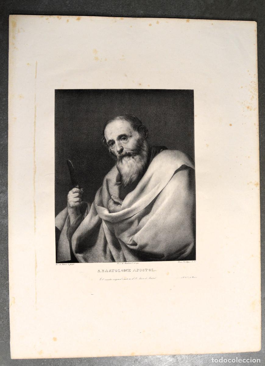 Arte: San Bartolom&eacute; Ap&oacute;stol. Jos&eacute; Ribera pint&oacute;. Juan Antonio L&oacute;pez litografi&oacute;. Madrazo dirigi&oacute;.