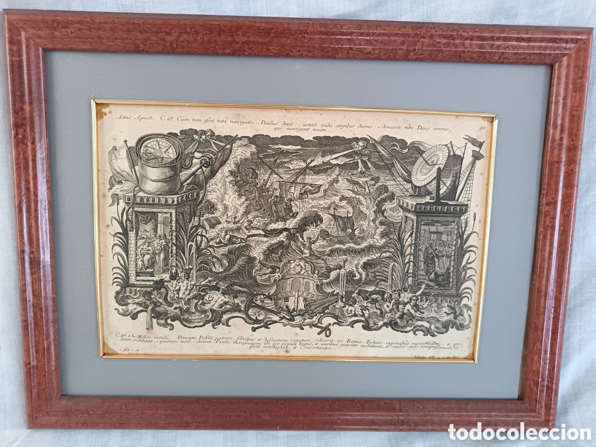 Arte: ANTIGUO GRABADO RELIGIOSO B&Iacute;BLICO, KLAUBER, S.XVIII. ENMARCADO