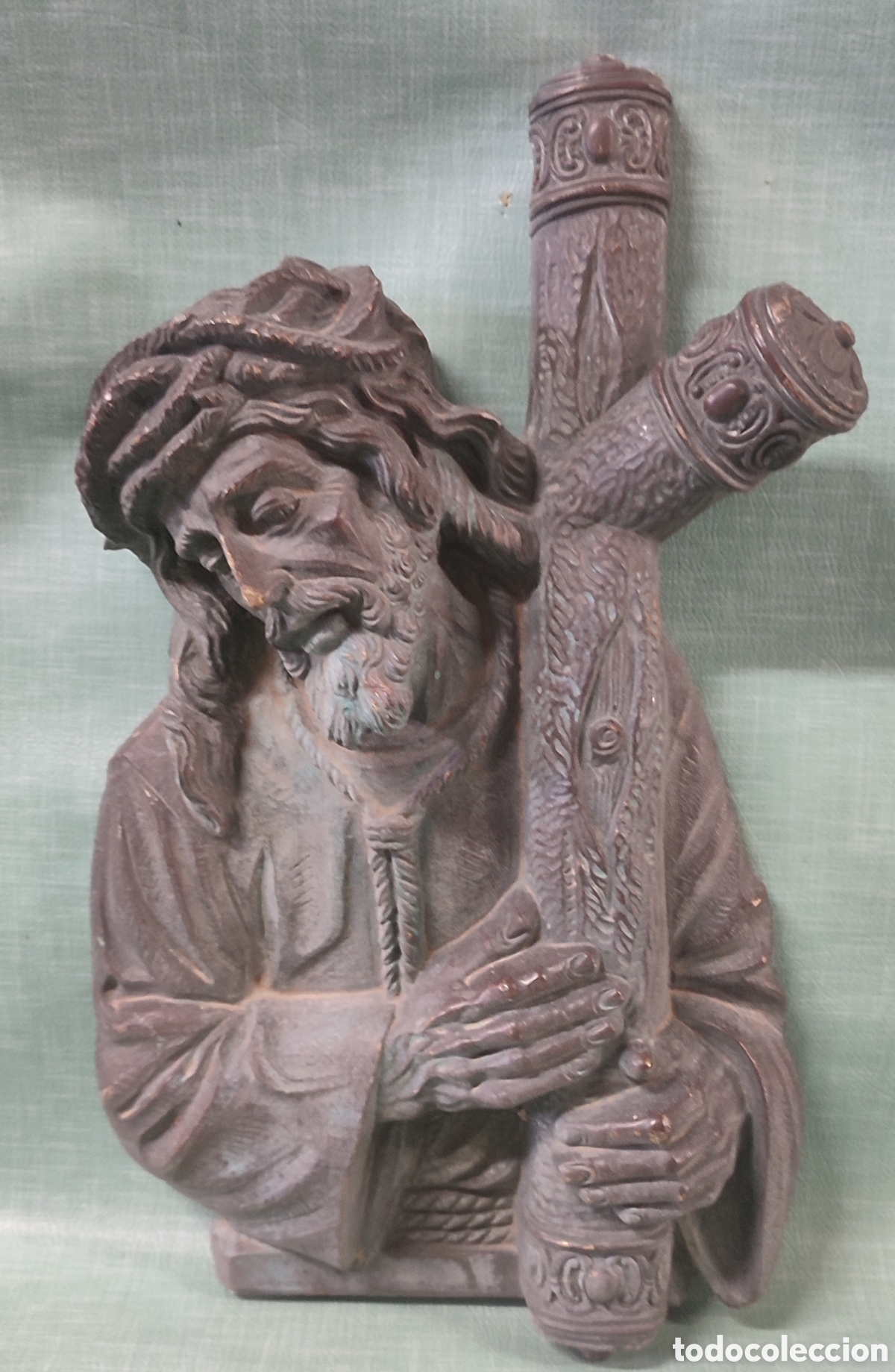 Arte: Antigua escultura de bronce de Jes&uacute;s Nazareno, la Pasion de Cristo. Leer bien descripci&oacute;n