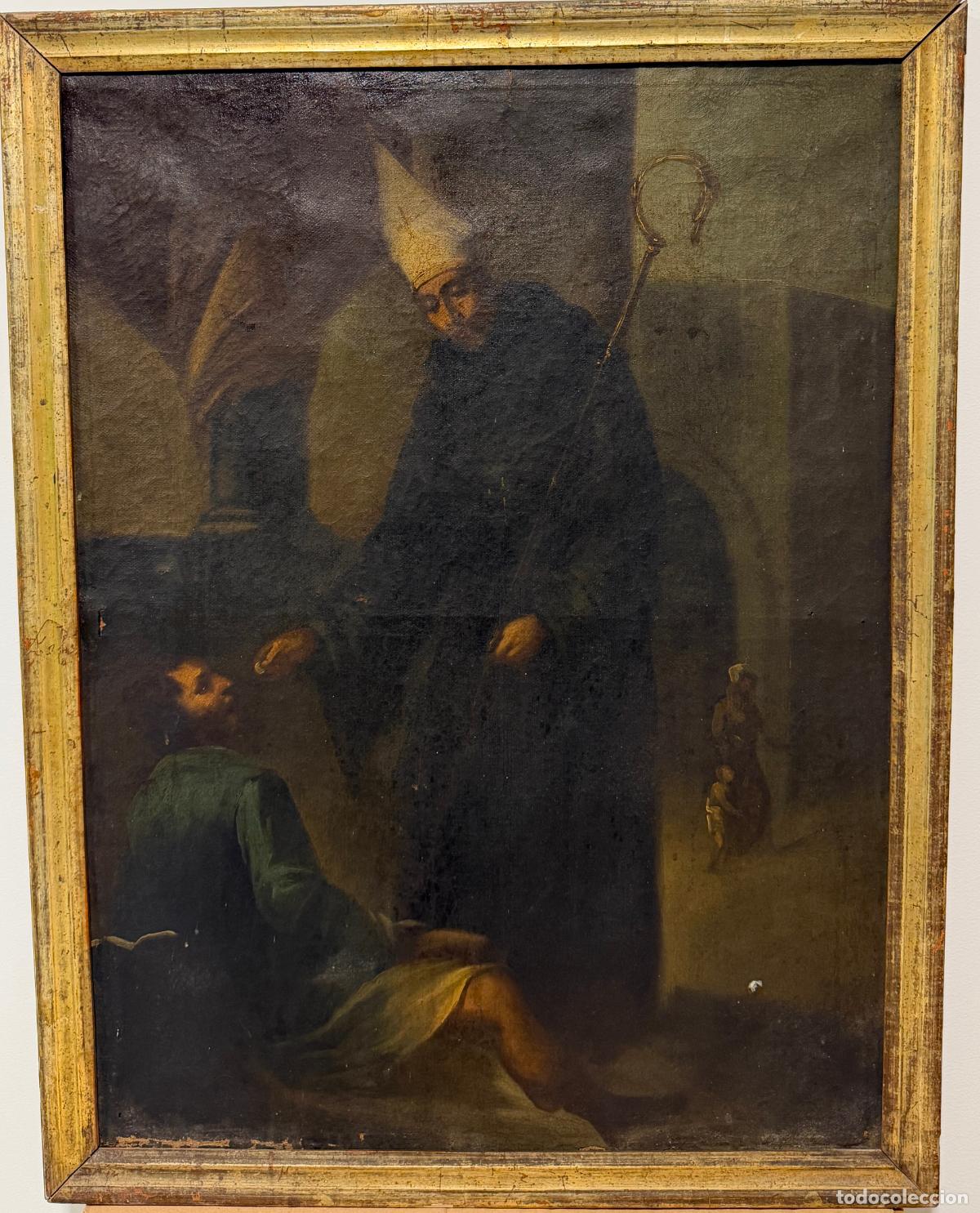 Arte: Santo Tom&aacute;s de Villanueva dando limosna , &oacute;leo del S. XVIII , Seguidor de Murillo . Sevilla ,R705