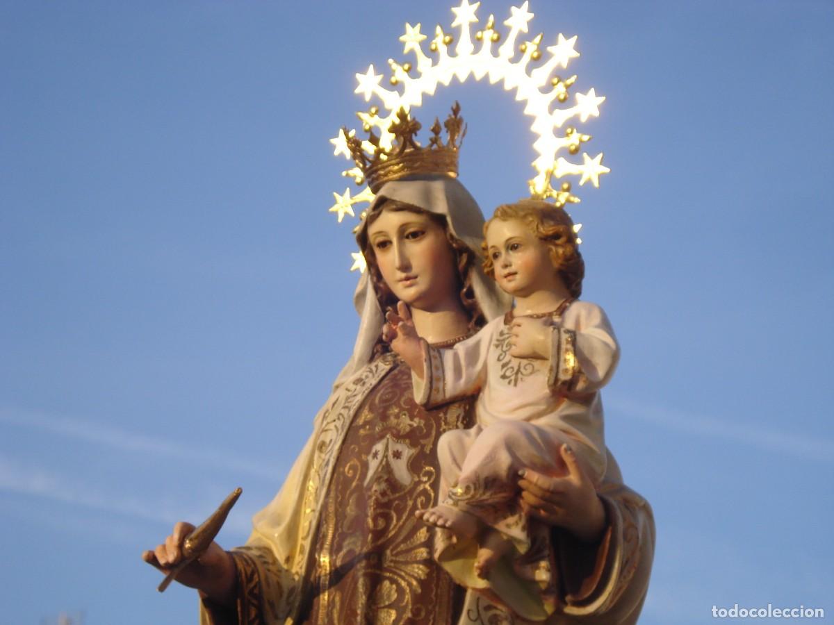 Art: VIRGEN DEL CARMEN PASTA DE MADERA DORADA AL ORO FINO