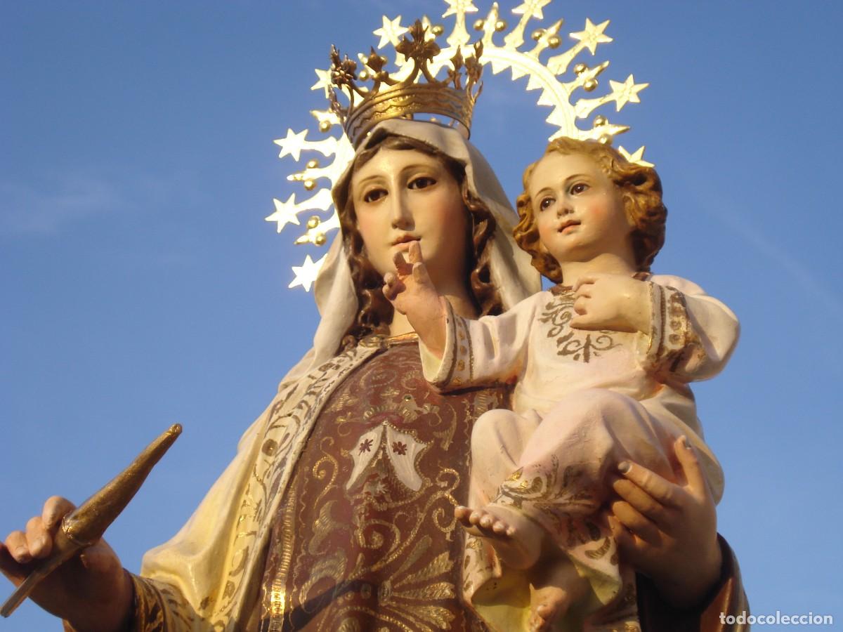 Arte: VIRGEN DEL CARMEN PASTA DE MADERA DORADA AL ORO FINO