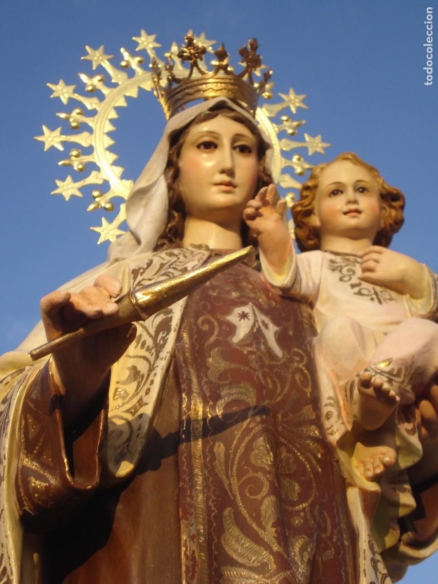 Arte: VIRGEN DEL CARMEN PASTA DE MADERA DORADA AL ORO FINO