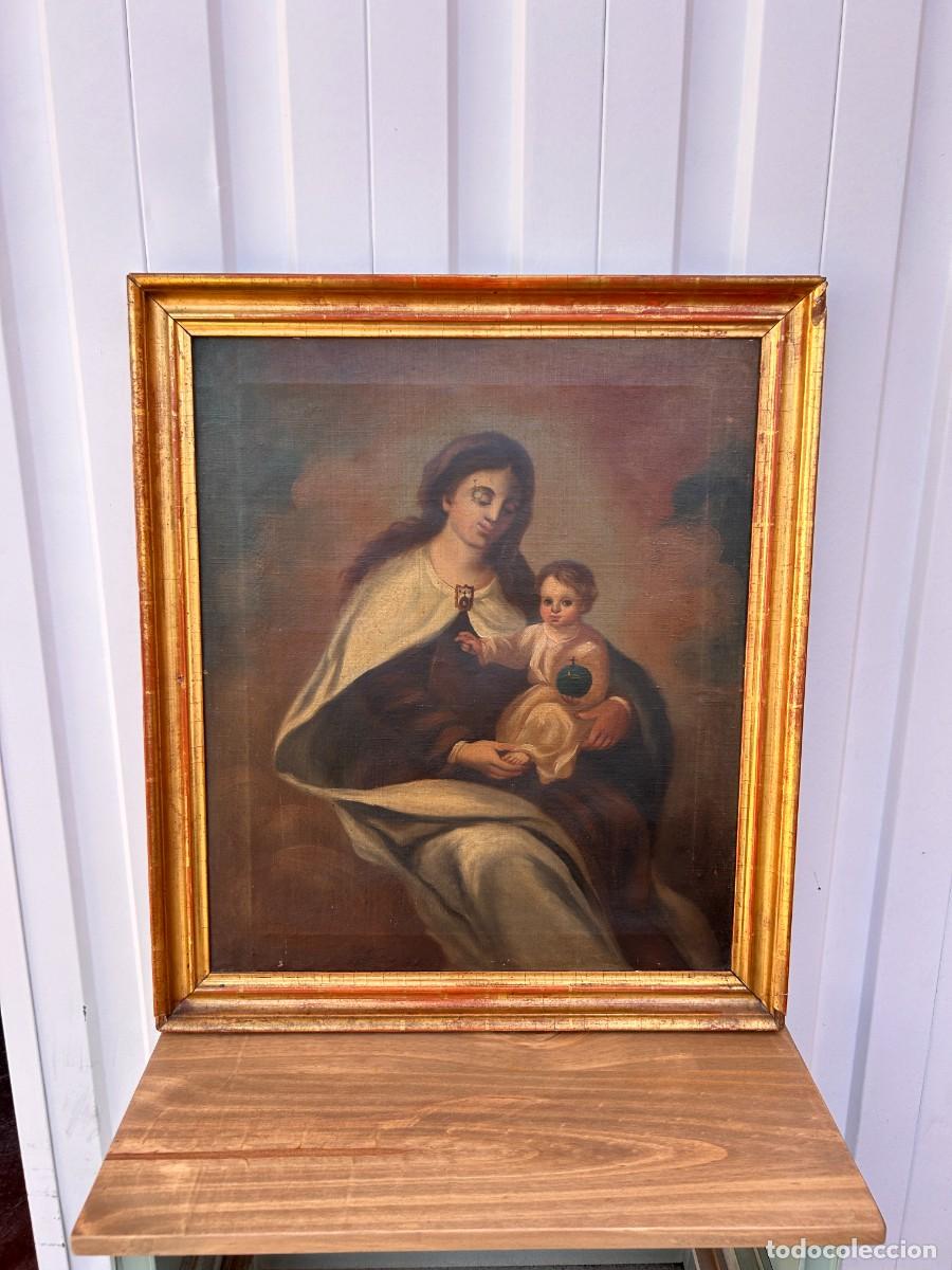 Arte: Antiguo &Oacute;leo Virgen con El Ni&ntilde;o