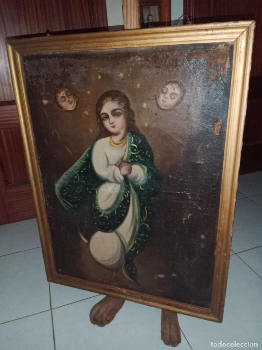 Arte: Cuadro de la Virgen Inmaculada Siglo XIX. Medidas 68x89 cm