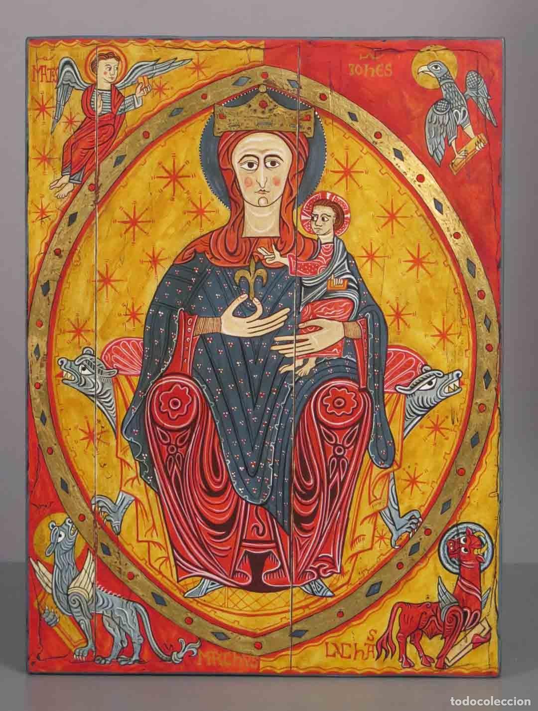 Arte: DETALLE FRONTAL DE ALTAR. CATALU&Ntilde;A ROMANICO. PINTADO A MANO. SIGLO XX