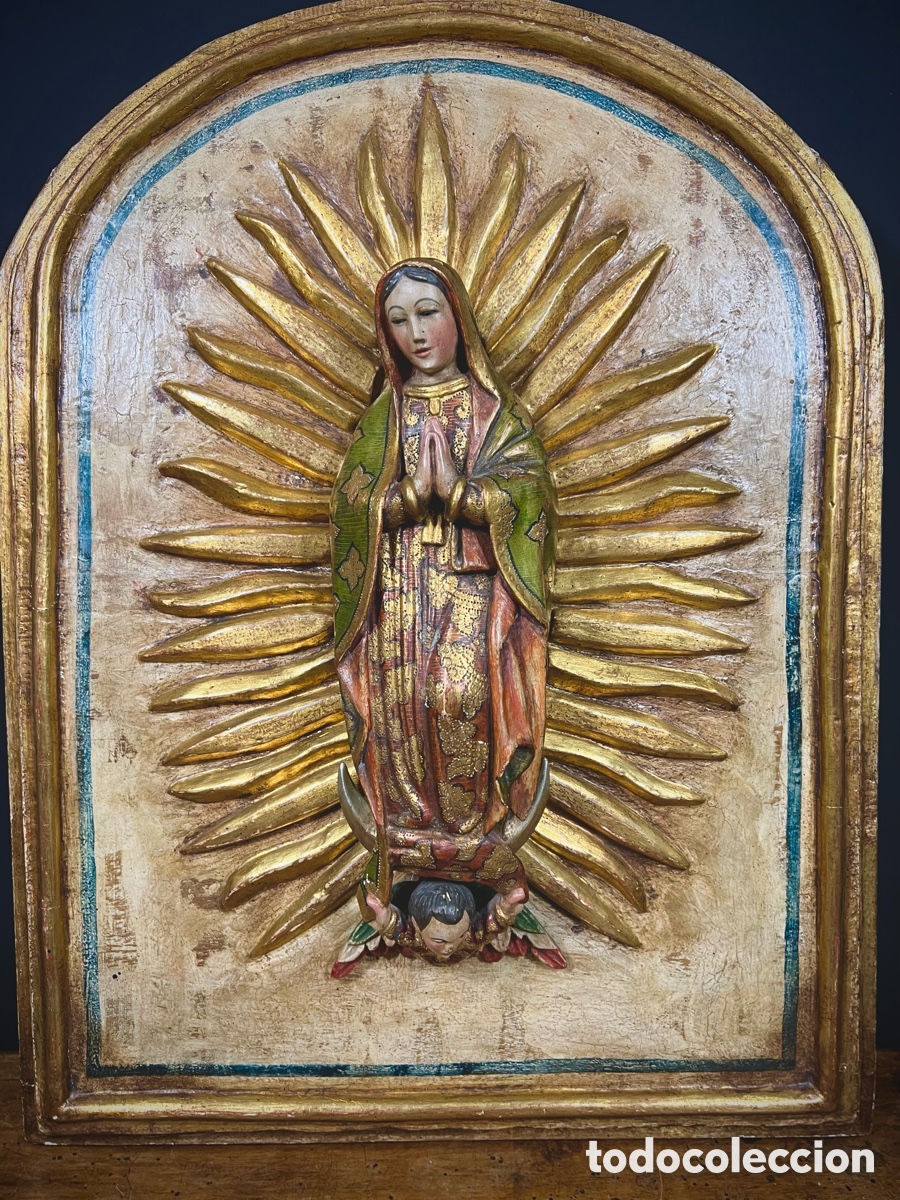 Arte: Guadalupana, Relieve en madera. M&eacute;xico, c.1800