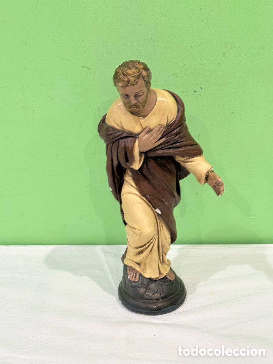 Arte: Antigua Figura Religiosa San Jos&eacute; Escultura Escayola Policromada Siglo XX