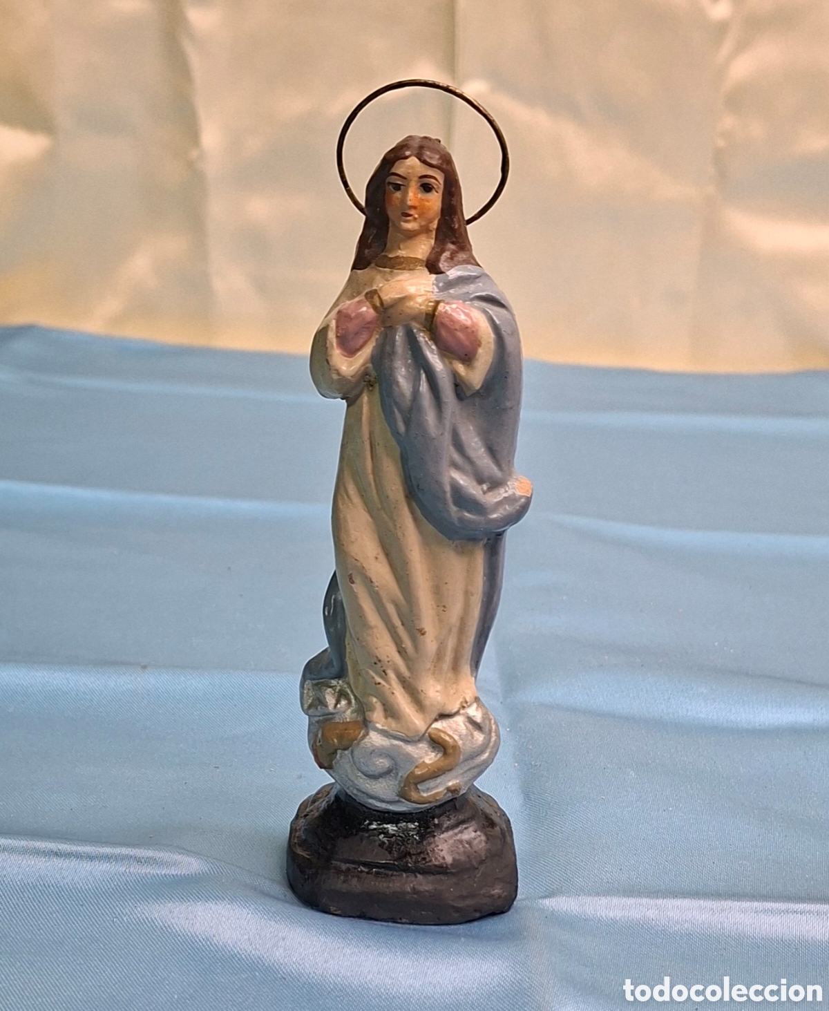 Arte: Figura Virgen Terracota con Halo