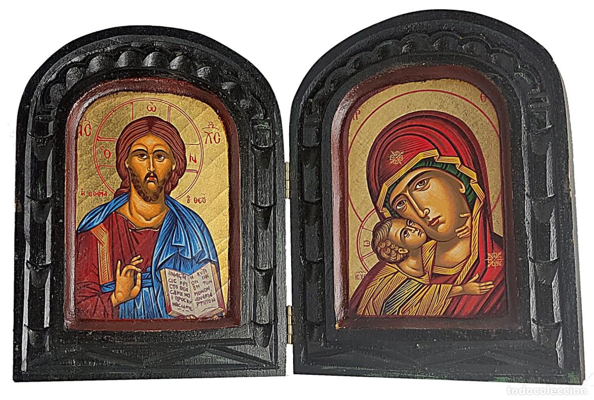 Arte: D&iacute;ptico con im&aacute;genes de cristo y virgen