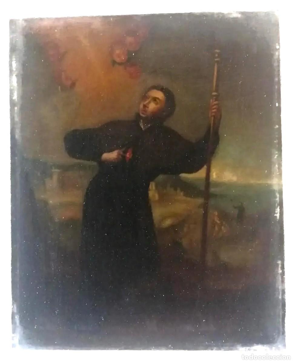 Arte: Pintura religiosa al &oacute;leo sobre lienzo, probablemente de Portugal o Espa&ntilde;a.
