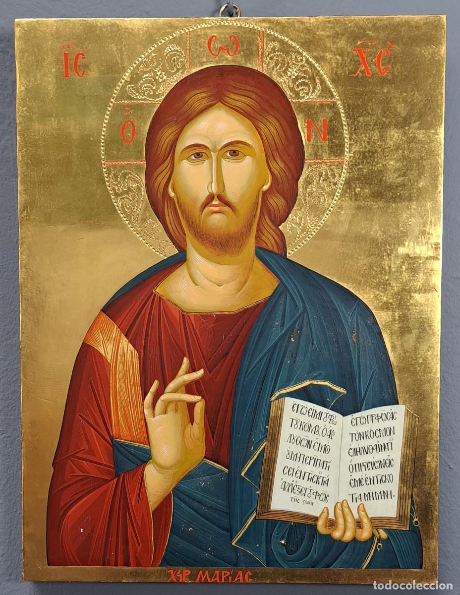 Arte: Icono de Cristo Pantocr&aacute;tor pintado a mano en oro 24K (2003)